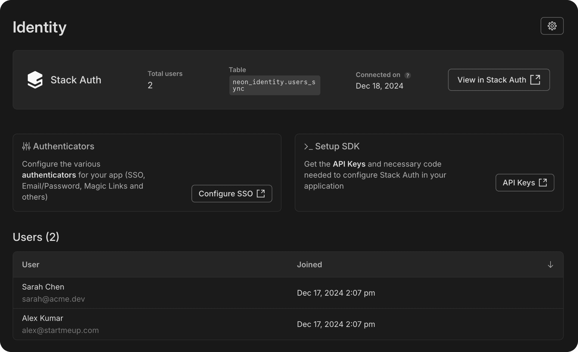 identity with stackauth deployed